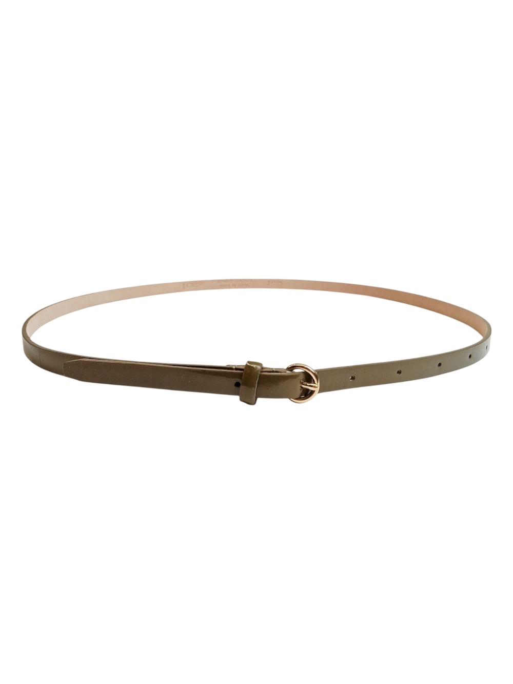 J Crew Women's Olive Green Patent Leather Skinny Buckle Belt Size M